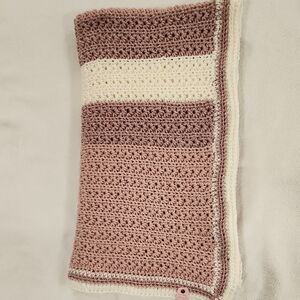 Handmade Crochet Blanket in Pink and Cream